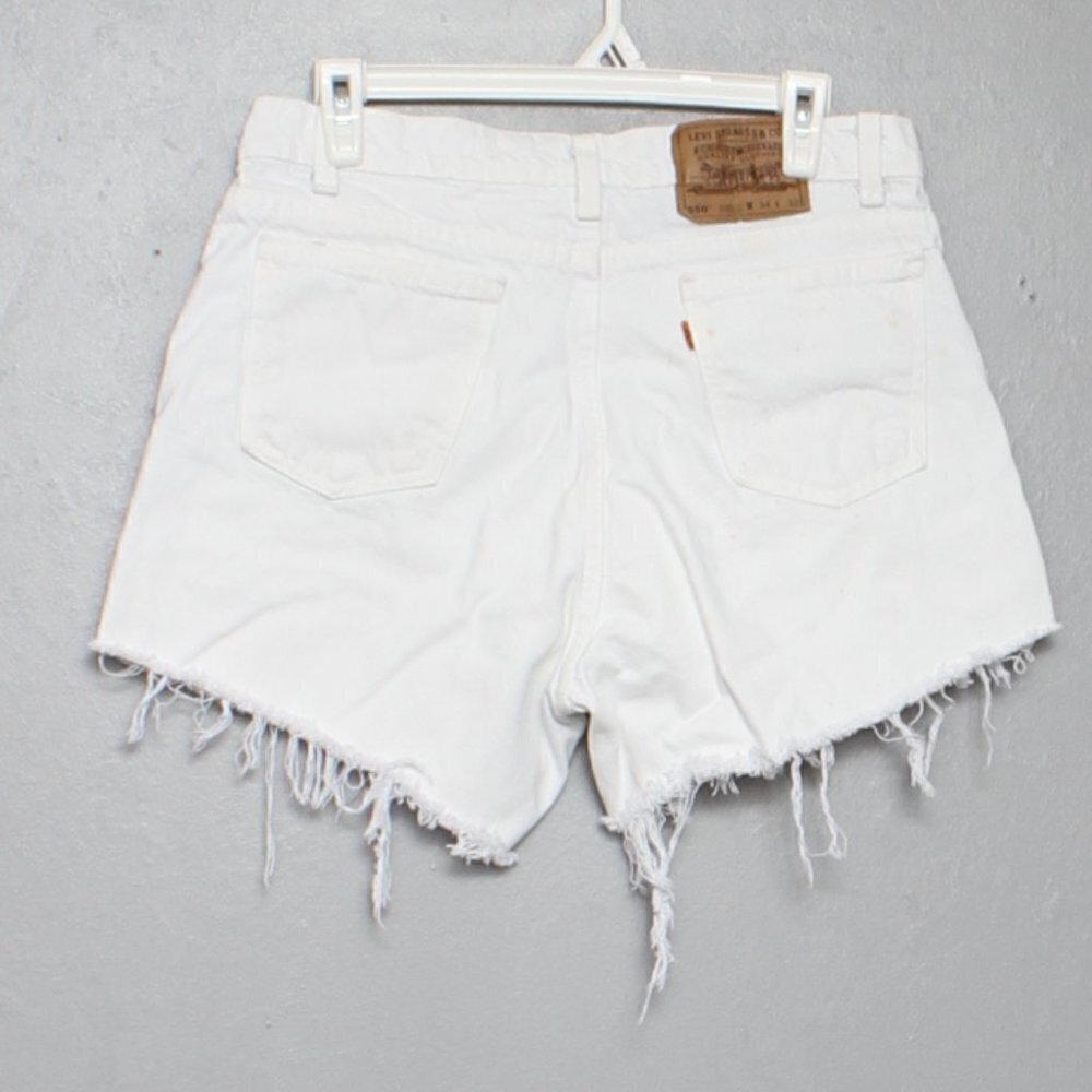 Levi’s vintage orange tab 550 relax fit white rigid denim diy cut off mom short - Picture 2 of 11